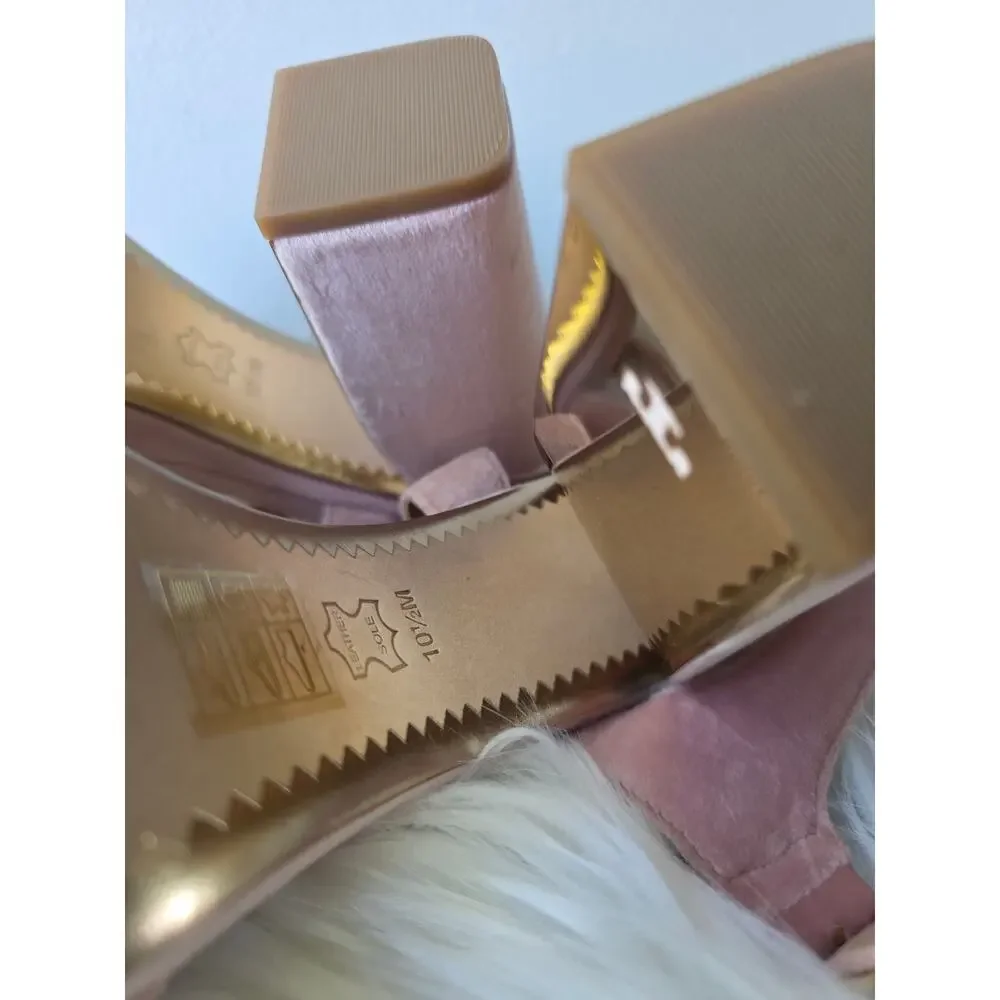 Tory Burch Loretta Velvet Plateau Sandals Blush Pink Size 10.5